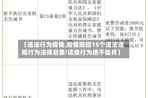 【违法行为疫情,疫情防控15个违法违规行为法律后果!这些行为绝不能有】