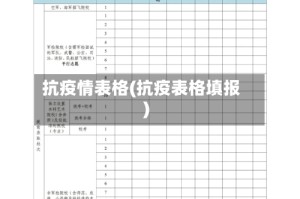 抗疫情表格(抗疫表格填报)