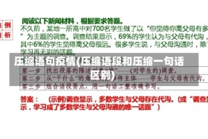 压缩语句疫情(压缩语段和压缩一句话区别)