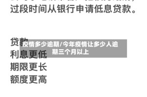 疫情多少逾期/今年疫情让多少人逾期三个月以上