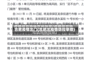 合肥疫情出门(合肥出疫情防控举措)