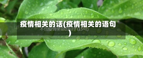 疫情相关的话(疫情相关的语句)-第1张图片