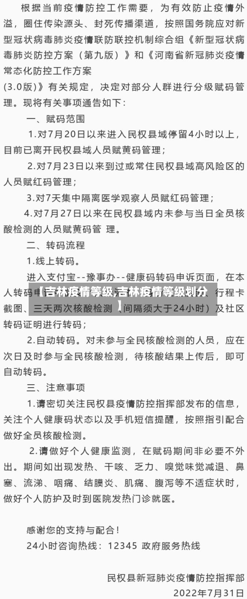 【吉林疫情等级,吉林疫情等级划分】-第1张图片